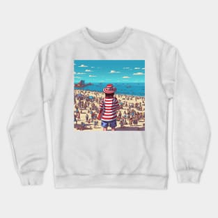 Waldo finds the beach Crewneck Sweatshirt